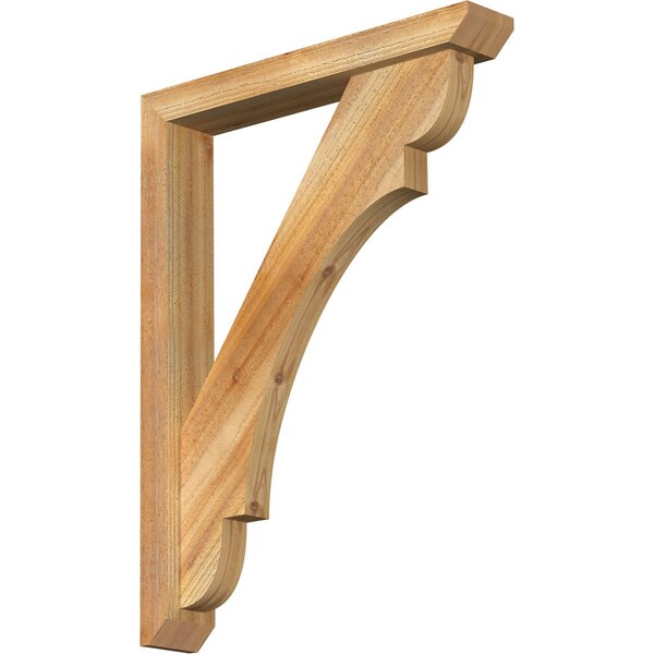 Ekena Millwork Olympic Slat Rough Sawn Bracket w/ Offset Brace, Western Red Cedar, 4"W x 24"D x 32"H BKT0402X24X32OLY06RWR - main